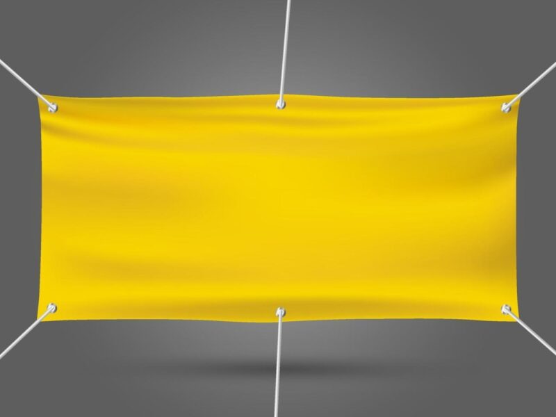 yellow-mock-up-vinyl-banner-on-gray-background-illustration-vector